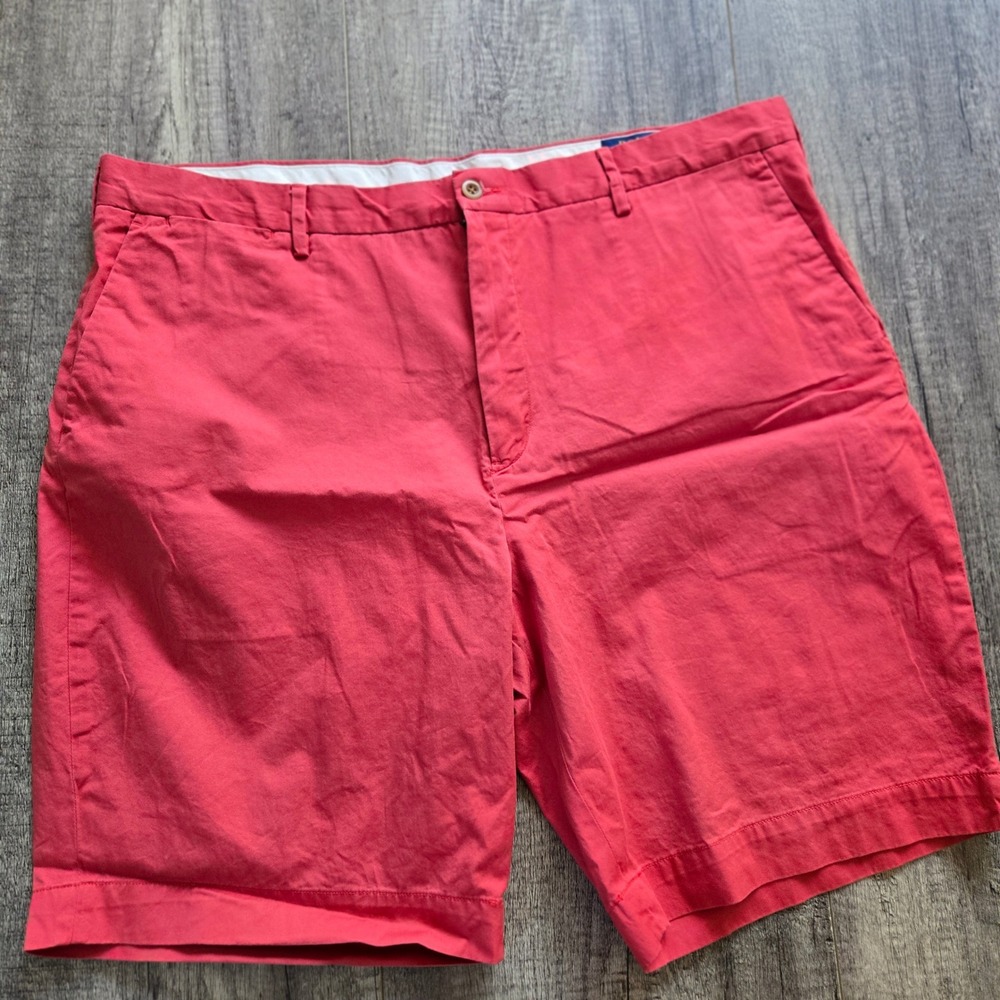 Polo Ralph Lauren Mens Salmon Red Stretch Classic Fit Chino Shorts Size 40